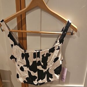 Black and White Cow Print Crop Top